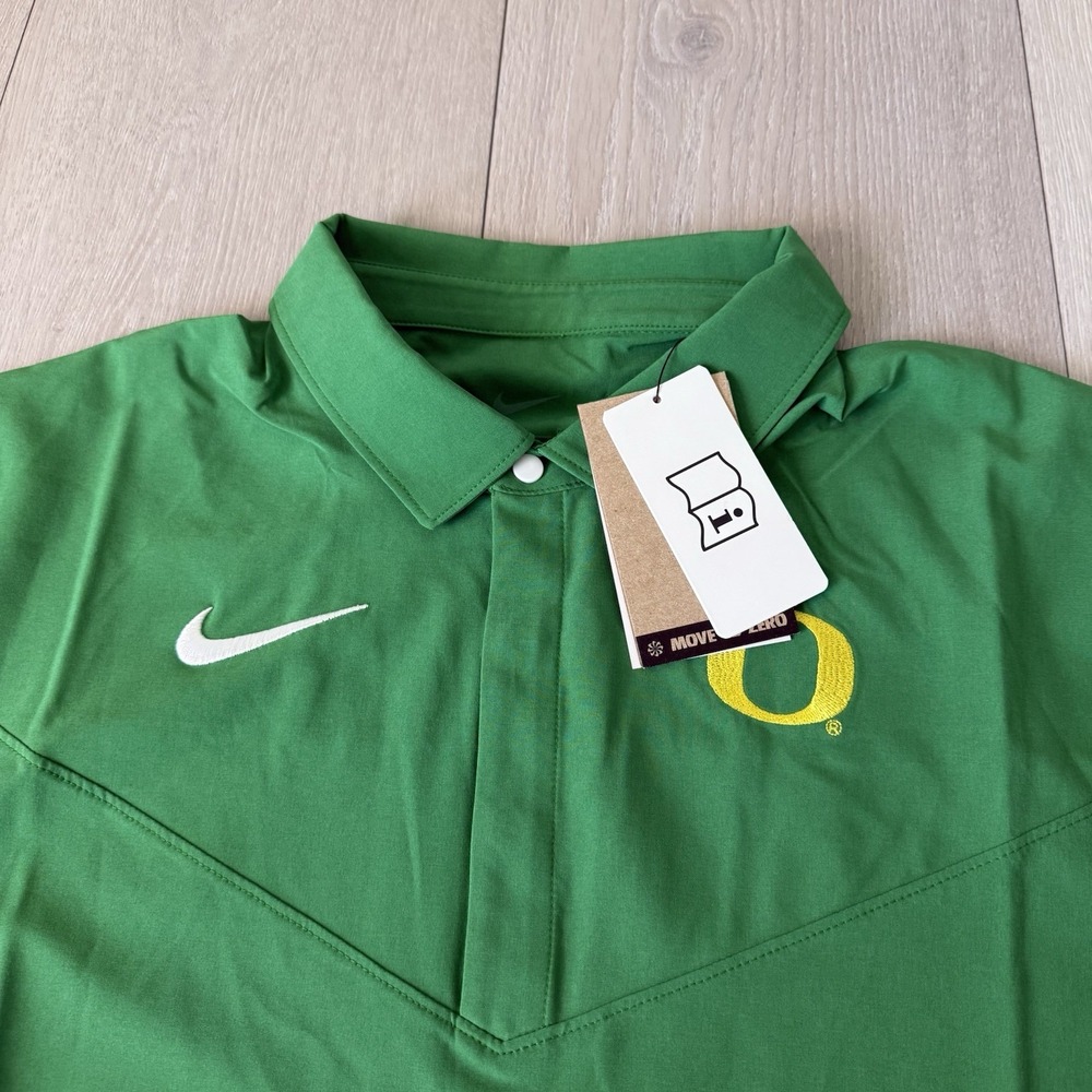 Nike Coaches Polo Shirt L Large Snap Button Green DJ5123-377 OREGON DUCKS NEW